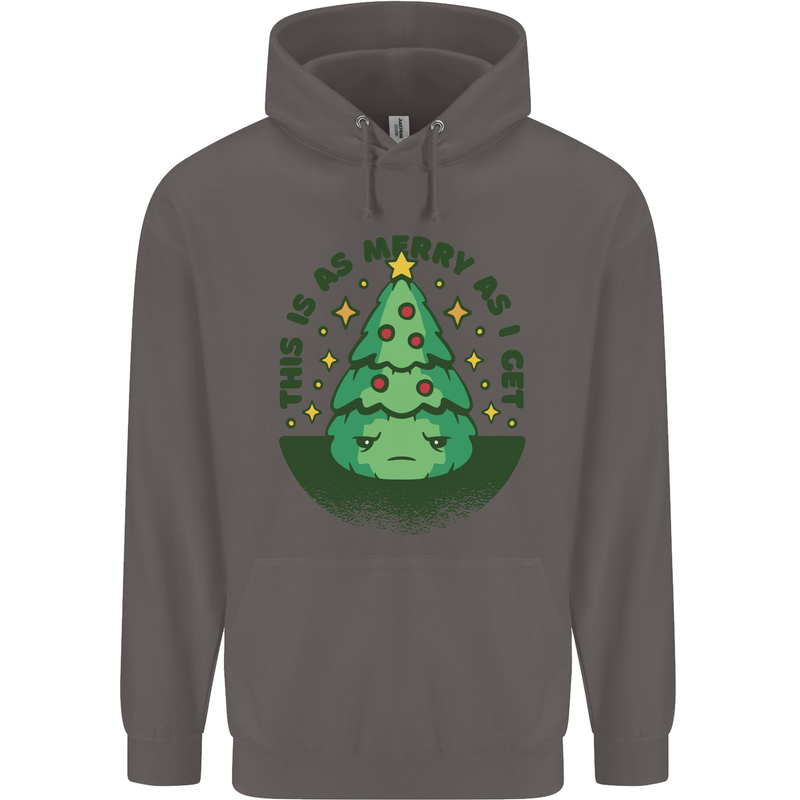 Bah Humbug Christmas Tree Funny Mens 80% Cotton Hoodie Charcoal