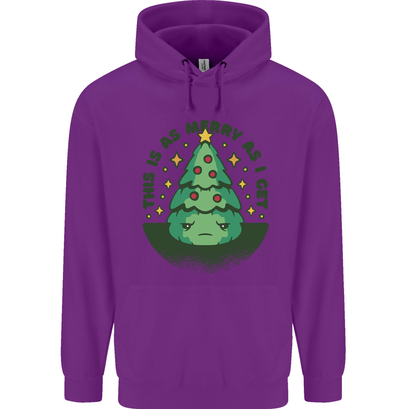 Bah Humbug Christmas Tree Funny Mens 80% Cotton Hoodie Purple