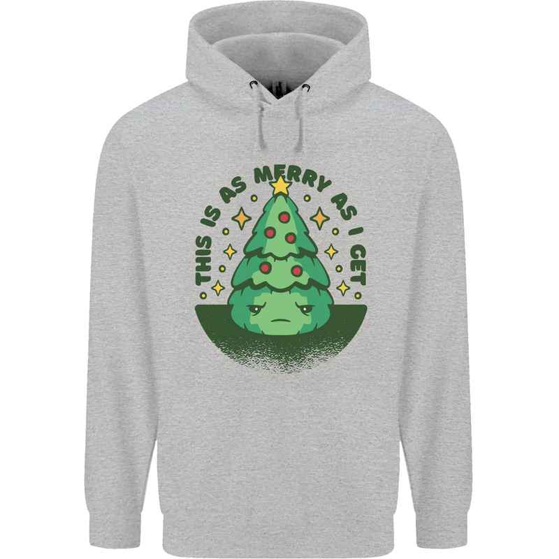 Bah Humbug Christmas Tree Funny Mens 80% Cotton Hoodie Sports Grey