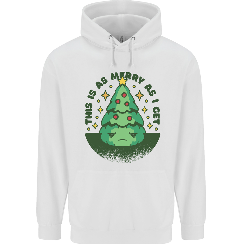 Bah Humbug Christmas Tree Funny Mens 80% Cotton Hoodie White