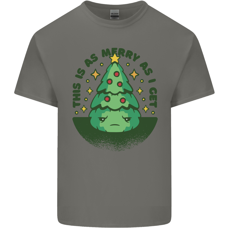 Bah Humbug Christmas Tree Funny Mens Cotton T-Shirt Tee Top Charcoal