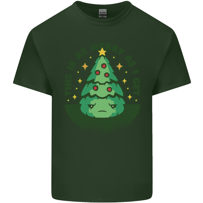 Bah Humbug Christmas Tree Funny Mens Cotton T-Shirt Tee Top Forest Green
