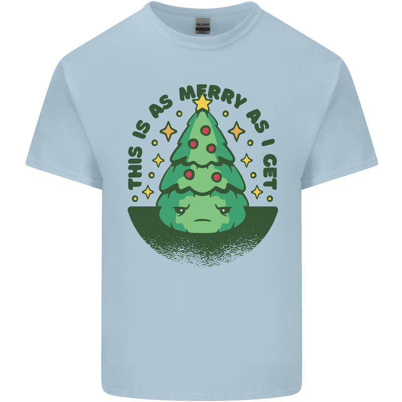 Bah Humbug Christmas Tree Funny Mens Cotton T-Shirt Tee Top Light Blue