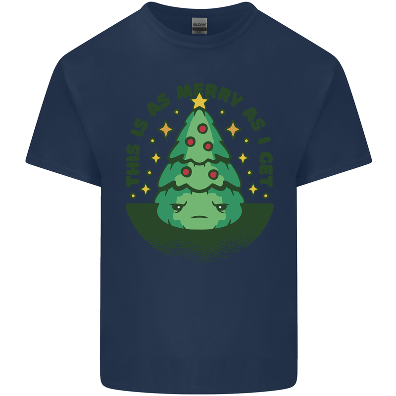 Bah Humbug Christmas Tree Funny Mens Cotton T-Shirt Tee Top Navy Blue