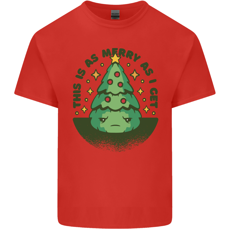 Bah Humbug Christmas Tree Funny Mens Cotton T-Shirt Tee Top Red