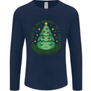 Bah Humbug Christmas Tree Funny Mens Long Sleeve T-Shirt Navy Blue