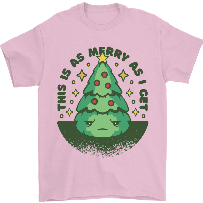 Bah Humbug Christmas Tree Funny Mens T-Shirt Cotton Gildan Light Pink