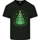 Bah Humbug Christmas Tree Funny Mens V-Neck Cotton T-Shirt Black
