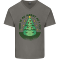 Bah Humbug Christmas Tree Funny Mens V-Neck Cotton T-Shirt Charcoal