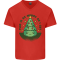 Bah Humbug Christmas Tree Funny Mens V-Neck Cotton T-Shirt Red