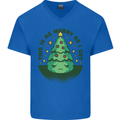 Bah Humbug Christmas Tree Funny Mens V-Neck Cotton T-Shirt Royal Blue