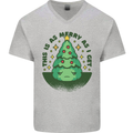Bah Humbug Christmas Tree Funny Mens V-Neck Cotton T-Shirt Sports Grey