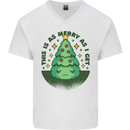 Bah Humbug Christmas Tree Funny Mens V-Neck Cotton T-Shirt White