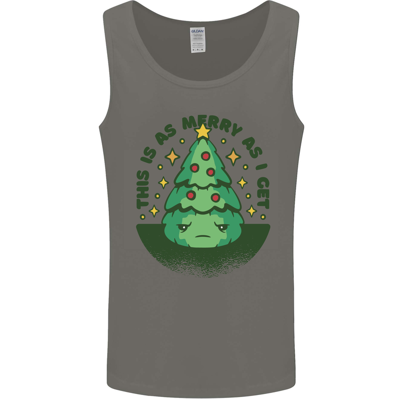 Bah Humbug Christmas Tree Funny Mens Vest Tank Top Charcoal
