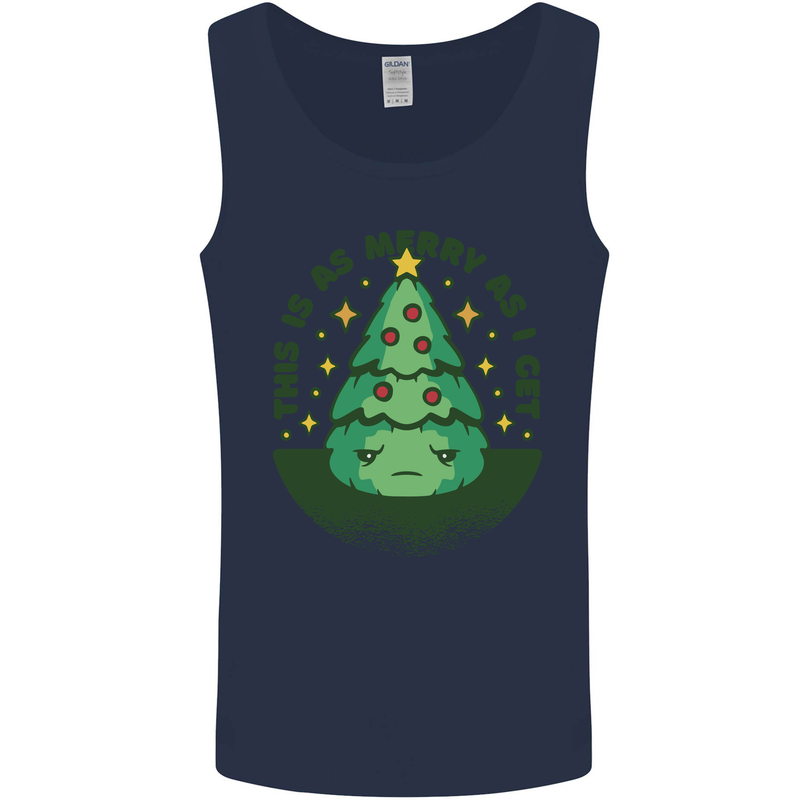 Bah Humbug Christmas Tree Funny Mens Vest Tank Top Navy Blue