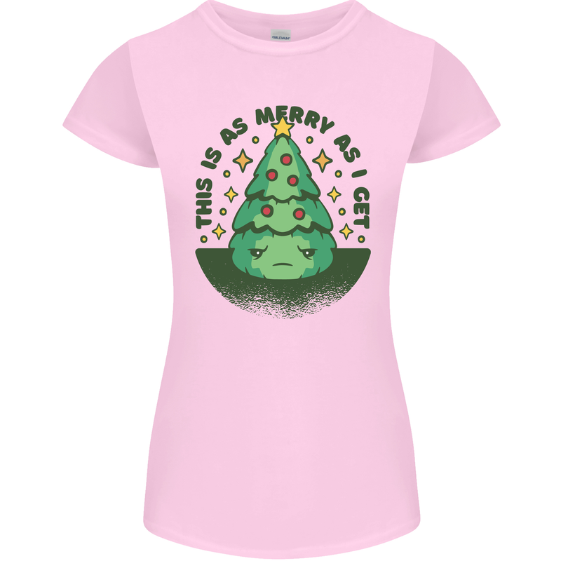 Bah Humbug Christmas Tree Funny Womens Petite Cut T-Shirt Light Pink