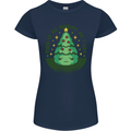 Bah Humbug Christmas Tree Funny Womens Petite Cut T-Shirt Navy Blue