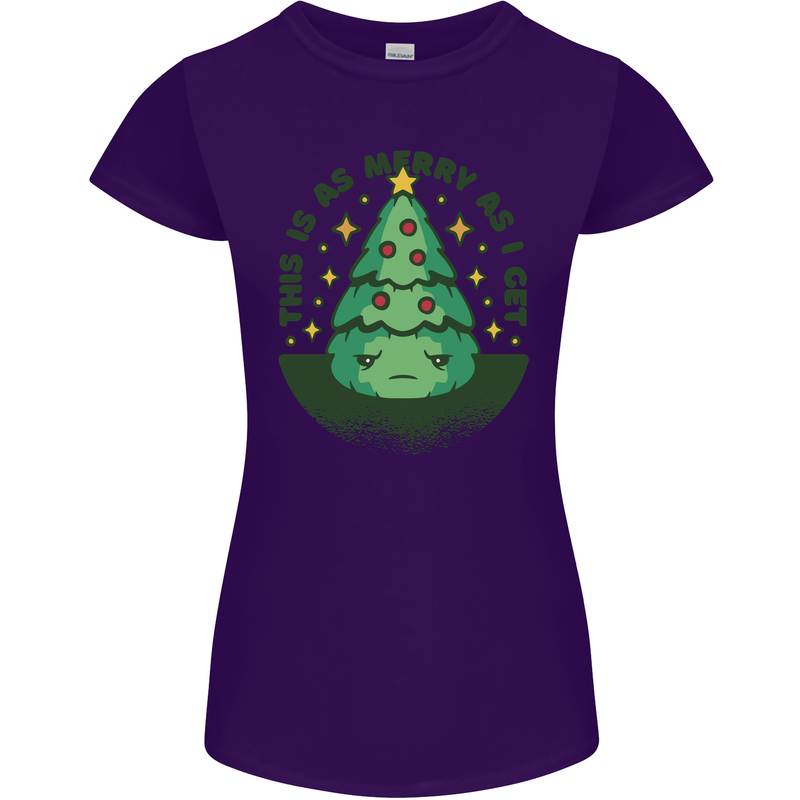 Bah Humbug Christmas Tree Funny Womens Petite Cut T-Shirt Purple