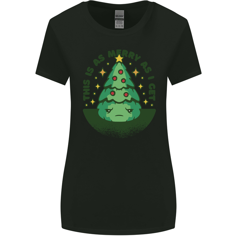 Bah Humbug Christmas Tree Funny Womens Wider Cut T-Shirt Black