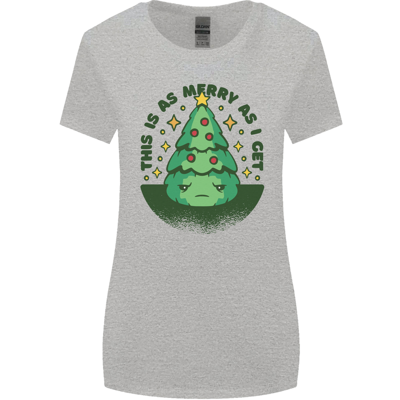 Bah Humbug Christmas Tree Funny Womens Wider Cut T-Shirt Sports Grey