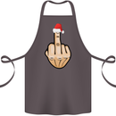 Bah Humbug Finger Flip Funny Christmas Rude Cotton Apron 100% Organic Dark Grey