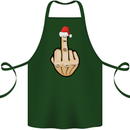 Bah Humbug Finger Flip Funny Christmas Rude Cotton Apron 100% Organic Forest Green