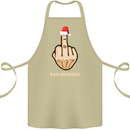 Bah Humbug Finger Flip Funny Christmas Rude Cotton Apron 100% Organic Khaki