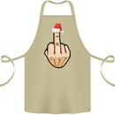 Bah Humbug Finger Flip Funny Christmas Rude Cotton Apron 100% Organic Khaki