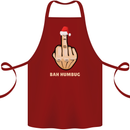 Bah Humbug Finger Flip Funny Christmas Rude Cotton Apron 100% Organic Maroon