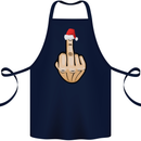 Bah Humbug Finger Flip Funny Christmas Rude Cotton Apron 100% Organic Navy Blue