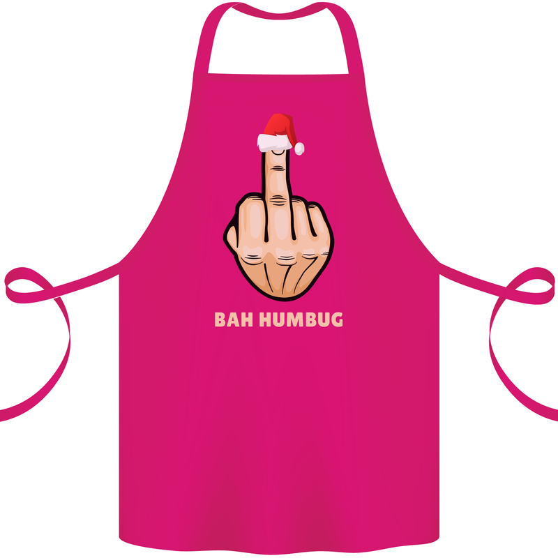 Bah Humbug Finger Flip Funny Christmas Rude Cotton Apron 100% Organic Pink