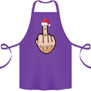 Bah Humbug Finger Flip Funny Christmas Rude Cotton Apron 100% Organic Purple