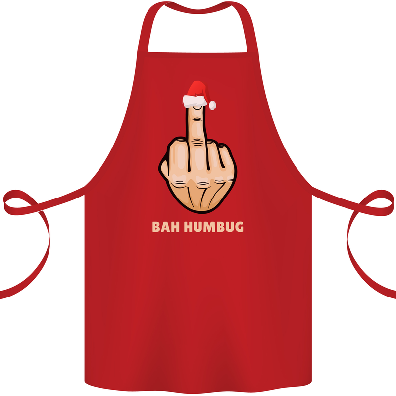 Bah Humbug Finger Flip Funny Christmas Rude Cotton Apron 100% Organic Red