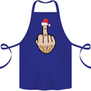 Bah Humbug Finger Flip Funny Christmas Rude Cotton Apron 100% Organic Royal Blue