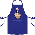 Bah Humbug Finger Flip Funny Christmas Rude Cotton Apron 100% Organic Royal Blue