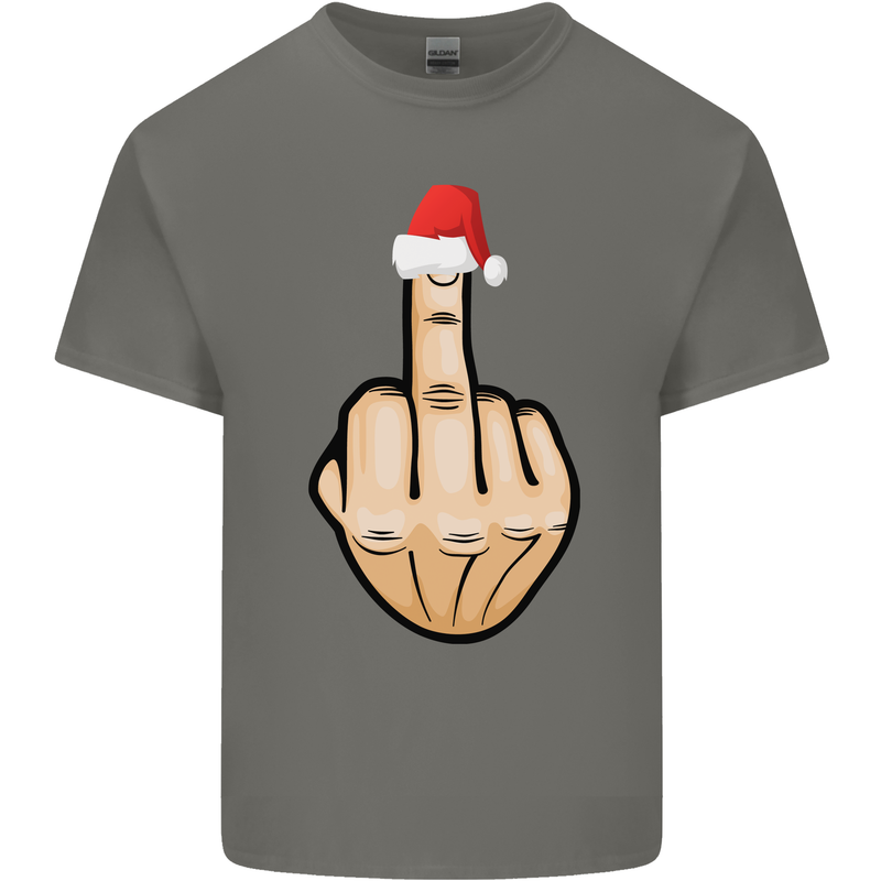 Bah Humbug Finger Flip Funny Christmas Rude Kids T-Shirt Childrens Charcoal