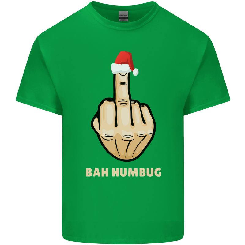 Bah Humbug Finger Flip Funny Christmas Rude Kids T-Shirt Childrens Irish Green