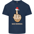Bah Humbug Finger Flip Funny Christmas Rude Kids T-Shirt Childrens Navy Blue