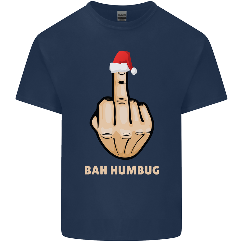 Bah Humbug Finger Flip Funny Christmas Rude Kids T-Shirt Childrens Navy Blue
