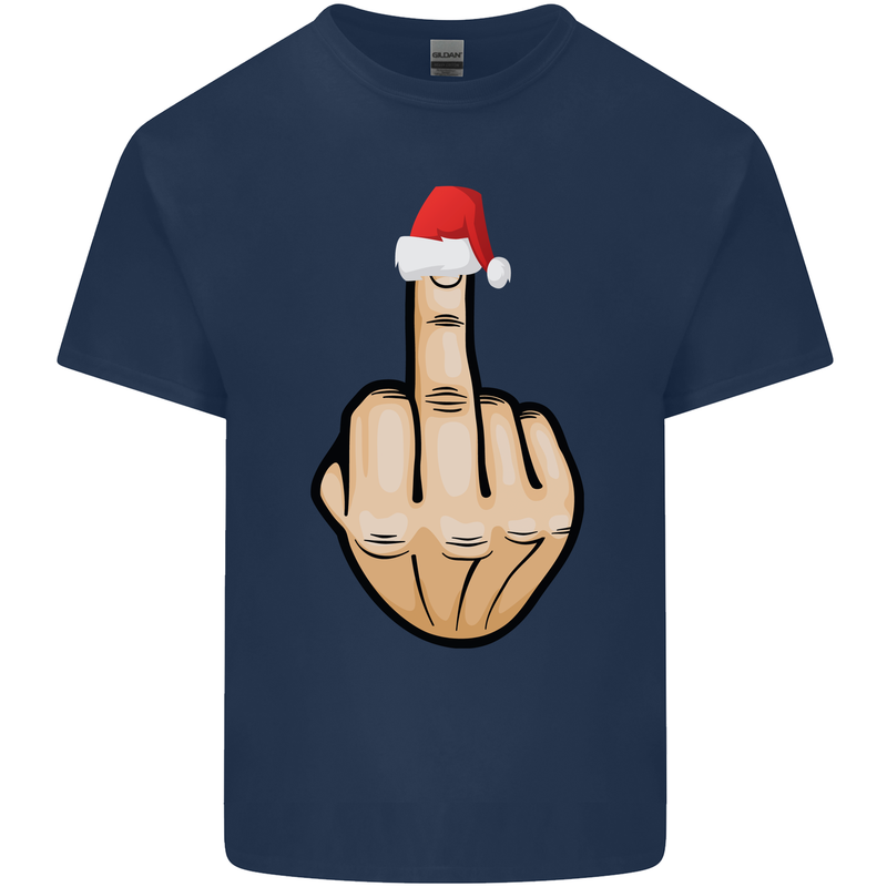 Bah Humbug Finger Flip Funny Christmas Rude Kids T-Shirt Childrens Navy Blue