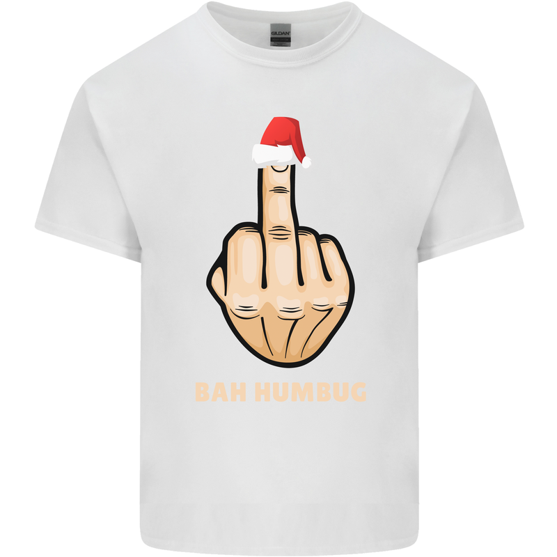 Bah Humbug Finger Flip Funny Christmas Rude Kids T-Shirt Childrens White