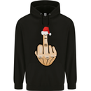 Bah Humbug Finger Flip Funny Christmas Rude Mens 80% Cotton Hoodie Black