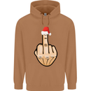 Bah Humbug Finger Flip Funny Christmas Rude Mens 80% Cotton Hoodie Caramel Latte