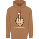 Bah Humbug Finger Flip Funny Christmas Rude Mens 80% Cotton Hoodie Caramel Latte