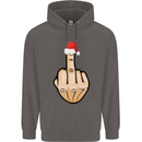Bah Humbug Finger Flip Funny Christmas Rude Mens 80% Cotton Hoodie Charcoal