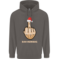 Bah Humbug Finger Flip Funny Christmas Rude Mens 80% Cotton Hoodie Charcoal