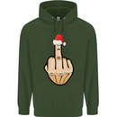 Bah Humbug Finger Flip Funny Christmas Rude Mens 80% Cotton Hoodie Forest Green