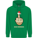 Bah Humbug Finger Flip Funny Christmas Rude Mens 80% Cotton Hoodie Irish Green