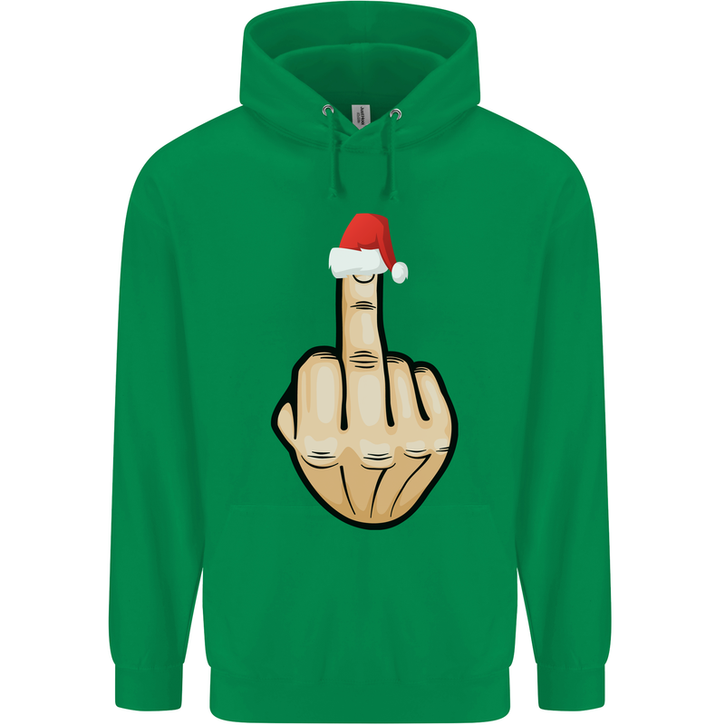 Bah Humbug Finger Flip Funny Christmas Rude Mens 80% Cotton Hoodie Irish Green