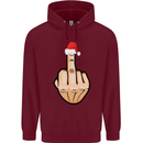 Bah Humbug Finger Flip Funny Christmas Rude Mens 80% Cotton Hoodie Maroon